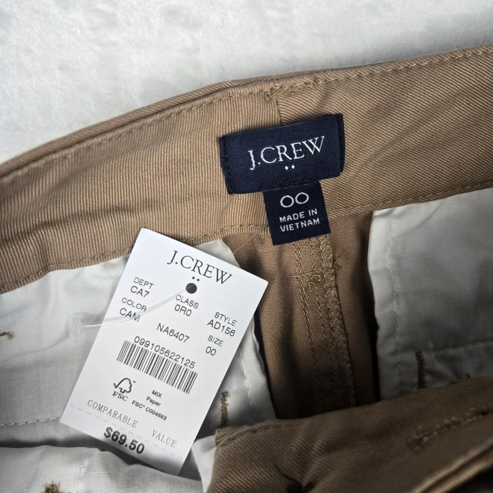 J.Crew Women's High Rise Girlfriend Chino Pants Camel Tan AD156 Size‎ 00 NWT - Picture 5 of 13
